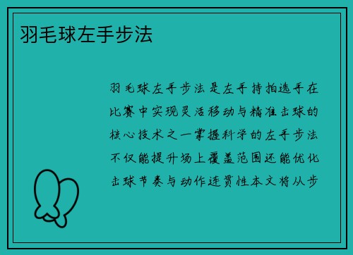 羽毛球左手步法